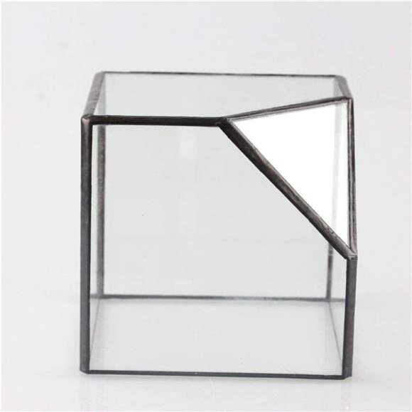 NCYP 3.93 Inches Geometric Glass Terrarium, Small Inclined Cube Clear - Picture 6 of 7